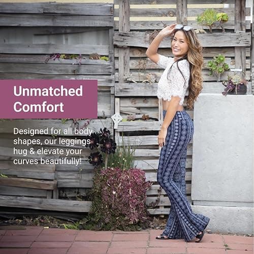 SATINA High Waisted Flare Leggings for Women - Yoga Pants for Women - Buttery Soft Bell Bottom Palazzo - Versatile Sizing thumbnail 2