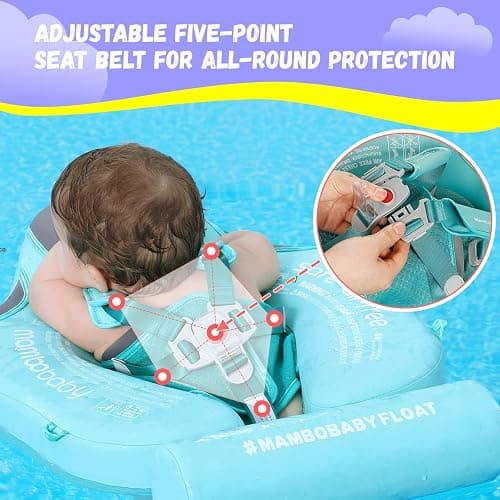 GENTEACO Mambobaby Baby Swim Float with Canopy Non-Inflatable Infant Pool Float with Tail 3-24 Months Avoid Flip Solid Skin-Friendly Material for Toddler Boys Girls thumbnail 5