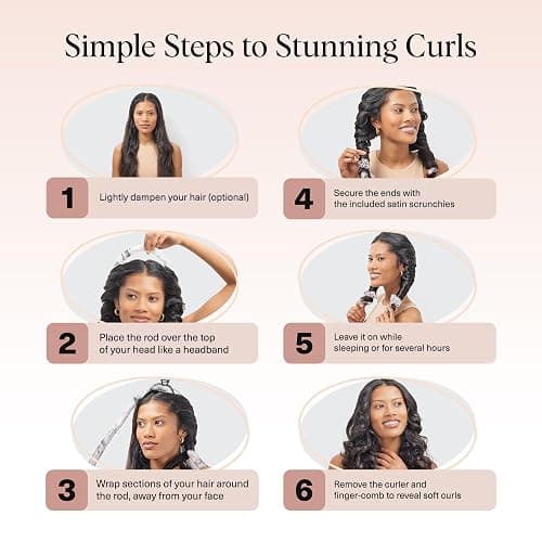 Kitsch Satin Heatless Curling Set – Heatless Curls Overnight with 34" Hair Curler & 2 Satin Scrunchies – Comfortable Hair Curlers to Sleep In for Frizz-Free, No Heat Damage Styling - Marble thumbnail 7