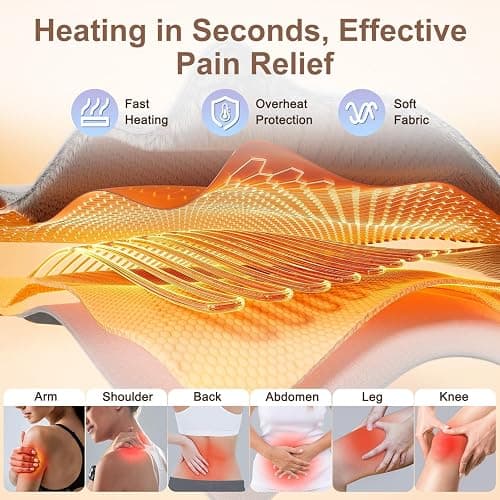 IGXHAVIZ Heating Pad for Back Pain Relief, Electric Heating Pad for Period Cramps Neck Shoulders with Belt, 4 Timer 6 Heat Setting & Auto Shut Off, 12"x24"+20" Large Moist Heat Pad for Mom,Dad thumbnail 4