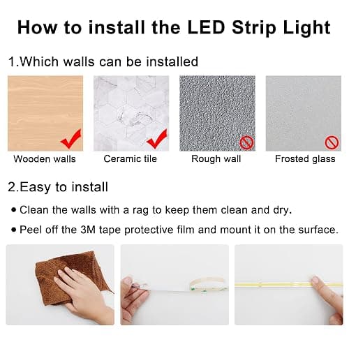 AXMOTUT COB LED Strip Light Warm White, High Bright LED Strips with 2400LEDs, RF Remote and UL Power Supply, 3000K Dimmable LED Lights for Bedroom, Kitchen, DIY Home Decoration thumbnail 5