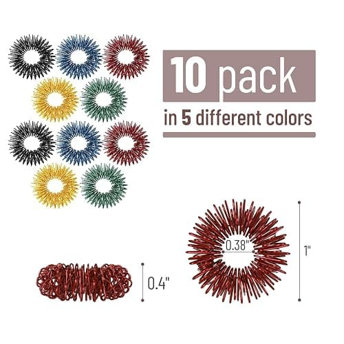 Mr. Pen- Spiky Sensory Rings, 10 Pack, Stress Relief Fidget Sensory Toys, Fidget Rings, Fidget Ring for Anxiety, Stress Relief Rings, Massager for Fidget ADHD Autism thumbnail 2