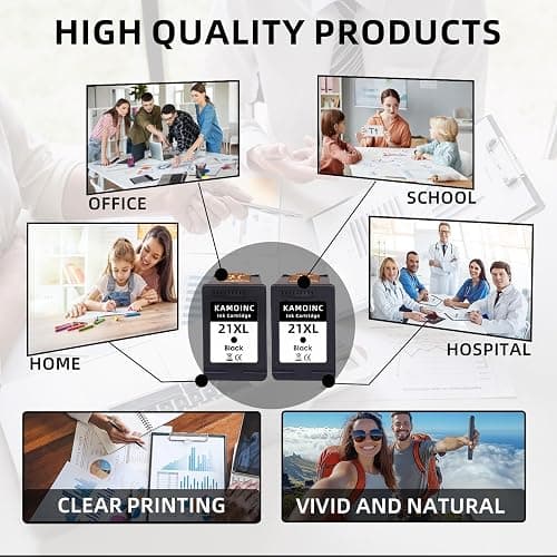 21XL Black Ink cartridges Remanufactured High Yield Ink Cartridge Rep for HP 21XL 21 Compatible with DeskJet D1520 D2345 F4140 F4180 F380 D1320 D1330 Officejet 4315 J3600 J3680 Printer(2 Black) thumbnail 6