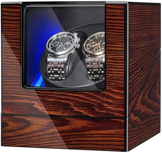 BEWISHOME Remontoir Montre Automatique avec éclairage LED, Boite Remontoir pour Montre Automatique avec Moteur Silencieux, 4 Modes, Alimentation par Batterie ou Adaptateur Type-C, ESYQ02Y - Image 1