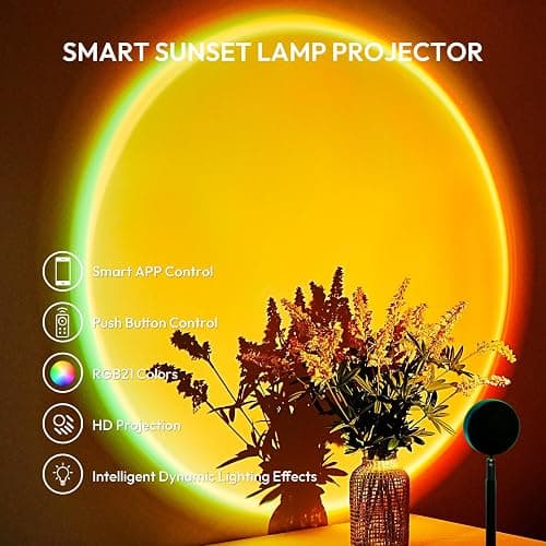 Molemyn Sunset Lamp Projector with APP Control - 21 Color Clhanging LED Sunset Light, 180° Adjustable for Photography, Bedroom Decor, Party, Wedding, Mood Lighting thumbnail 8