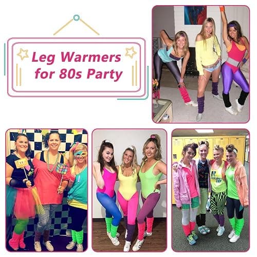 Junely Leg Warmers for Women 80s Cable Knit Leg Warmer for Ballet Dance Figure Skating Yoga Party Junior Neon Long Socks thumbnail 2