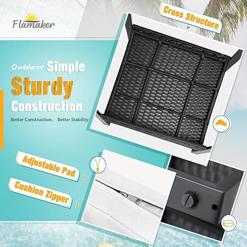 Flamaker 3 Pieces Patio Furniture Outdoor Wicker Modern Rattan Chair Conversation Sets with Coffee Table for Yard, Bistro(White) thumbnail 5