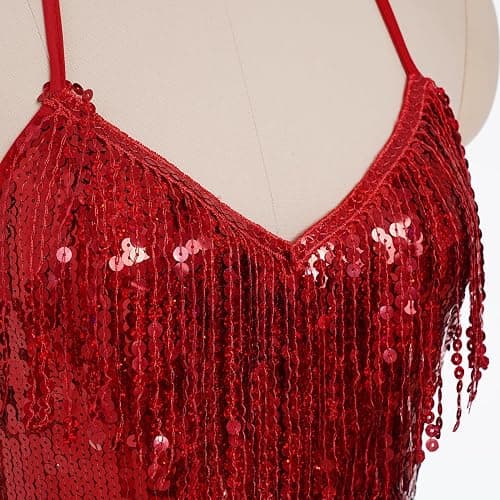 IDOPIP Women Sequin Fringe Bodysuit Sparkly Tassel Leotard Romper Women's Latin Dance Dress Sexy Festival Rave Party Outfits thumbnail 4