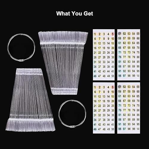 UPZIGS Nail Swatch Sticks with Number Stickers, Transparent-100pcs | Fan-Shaped Nail Art Practice Tips with Ring, 2 copies 1-100 Holographic Stickers, Nail Polish Color Display & Organization thumbnail 5