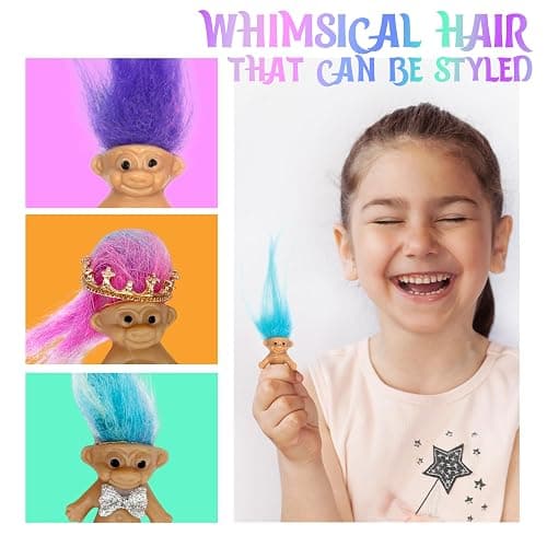 10 PCS Long-haired Lucky Mini Troll Dolls, Assorted Hair Colors, 0.78" Bodies, 2" Hair. Cake Toppers, Action Figures, School Project, Arts and Crafts, Party Favors thumbnail 7