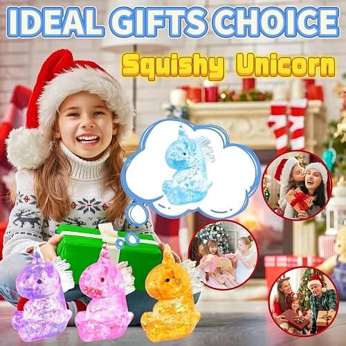 1Pcs Glitter Stress Relief Unicorn Squishy Toy Cute Malt Sugar Filled Unicorn Squishy Sensory Fidget Toy for Kids Adults Anxiety Relief Birthday Party Favors Gift (Blue) thumbnail 6