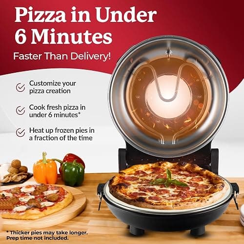 PIEZANO Crispy Crust Pizza Oven by Granitestone – 12 Inch Electric Pizza Oven Indoor Countertop Maker with Ceramic Stone Heats up to 800˚F for Stone Baked Pizzeria Style at Home As Seen on TV Products thumbnail 3