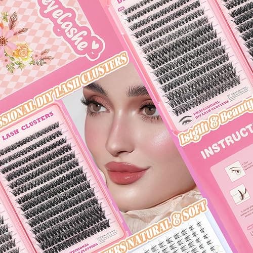 Lash Clusters Kit, 560 Pcs Eyelashes Clusters Kit 9-16mm Individual Lash Extension Kit D Curl Fluffy Wispy False Eyelashes (50D+60D New, Lash Clusters Kit) thumbnail 5