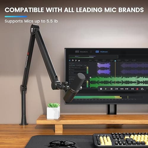Thronmax-S8 Bras Micros, Supports pour Micros Réglable rotatif à 360 °, Pied de microphone à Ciseaux avec Câble Intégré en acier inoxydable pour Blu Yeti, 1/4“，3/8" to 5/8" Universelle thumbnail 4