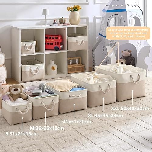 Mangata Small Storage Box, Thickened Fabric Storage Basket with Handles for Shelves Toy (S, 1 Pack) thumbnail 3