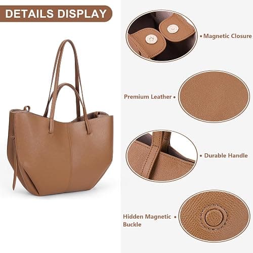 Juoxeepy Work Bag Faux Leather Tote Bag for Women Trendy Handbag Purse Fall Shoulder Bag with Magnetic Closure thumbnail 5