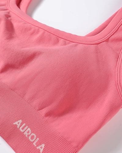 AUROLA Power Womens Square Back Basic Sports Bra - Square Neck Padded Low Impact Yoga Bra Workout Crop Top thumbnail 7