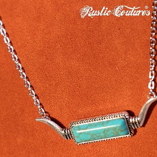 Montana West Rustic Couture's Western Turquoise Necklace Jewelry for Women Cowgirl Vintage Necklace thumbnail 4