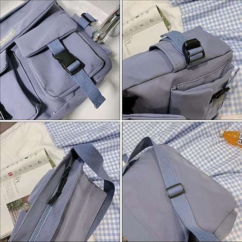 JQAliMOVV Nylon Messenger Bag Aesthetic Kawaii Bags with Doll Pendent Cute Japanese Messenger Bag for School thumbnail 5