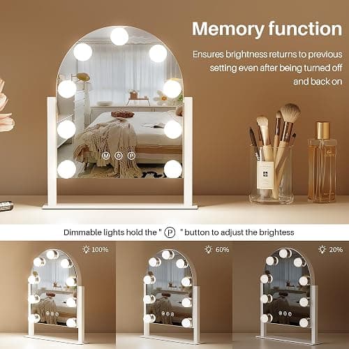 ZL ZELing Makeup Mirror with Lights, Vanity Mirror with Lights, Lighted Makeup Mirror, 3 Color Modes, Dimmable Light,360° Rotation thumbnail 4