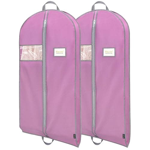 BALEINE 2PK Heavy Duty Garment Bag with Shoe Storage Travel Bag for Dresses, Suit, Coats Travel Essential (54", Pink) - Image 1