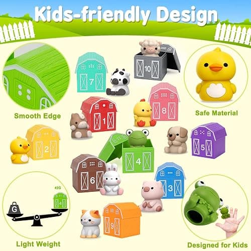 Learning Toys for 1,2,3 Year Old Toddlers, 20Pcs Farm Animals Toys Montessori Counting, Matching & Sorting Fine Motor Games, Christmas Birthday Easter Gift for Baby Boys Girls Age 12-18 Months thumbnail 4