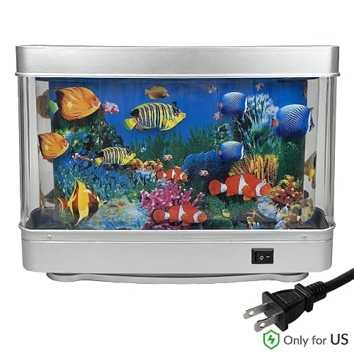 Tokenkuko Fake Fish Tank Mini Aquarium,Artificial Tropical Fish Decorative,Fake Aquarium Decorative Lamp,Aquarium Lights Motion Lamp Night Light with Moving Fish,Gift for Kids(US Plug) thumbnail 2