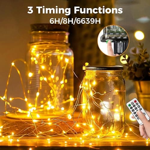btfarm Remote Fairy Lights Plug in, 66FT 200 LED Twinkle Lights Indoor, Timer String Light for Bedroom, 8 Modes Copper Wire Waterproof Christmas Lights for Tree Wedding Outdoor Decoration, Warm White thumbnail 3