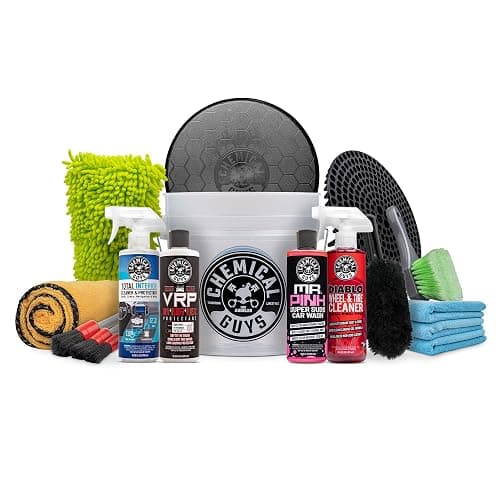 Chemical Guys Car Detailing Kit, Car Cleaning Kit with Total Interior Cleaner & Protectant, Sprayable Wheel Cleaner, Car Wash Soap, Bucket, Brushes, and Detailing Accessories - 16 Piece Wash Kit - Image 1