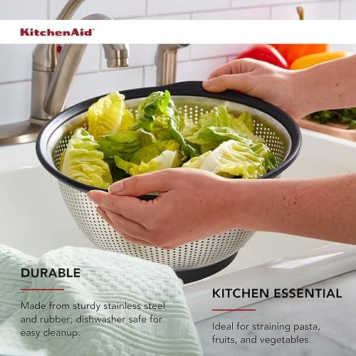 KitchenAid Stainless Steel Colander, 5 Quart, Black thumbnail 4