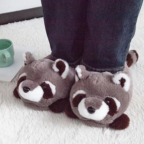 Women's Slippers Cute Wild Animal Fuzzy Plush Funny Slippers Novelty Fox Raccoon Red Panda Sloth Hedgehog Squirrel Koala Cozy Soft Winter Warm House Shoes for Indoor/Outdoor thumbnail 2