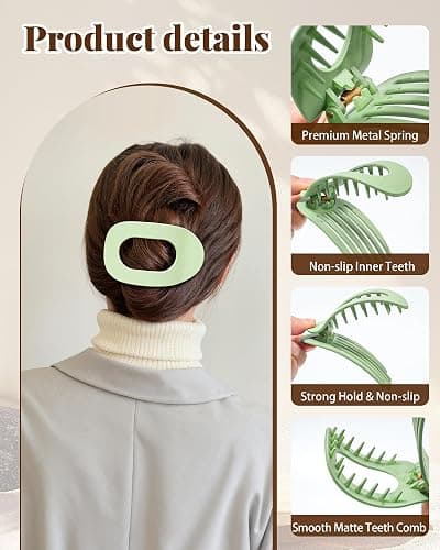 Secroma 6 PCS Flat Hair Clips for Women, French Medium Non Slip Claw Clips | Minimalist Matte Design with Strong Grip for Thick Thin Hair, Keeps Hair Secure for Low Buns, Updos and Everyday Styling thumbnail 5