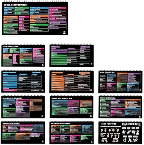Excel Cheat Sheet Desk Pad 10x5 | Google Sheets Cheat Sheet & Python Cheat Sheet | Desk Calendar with Excel & Gmail Shortcuts | Photoshop & Windows Shortcut Keys - 12 Pages - Image 1