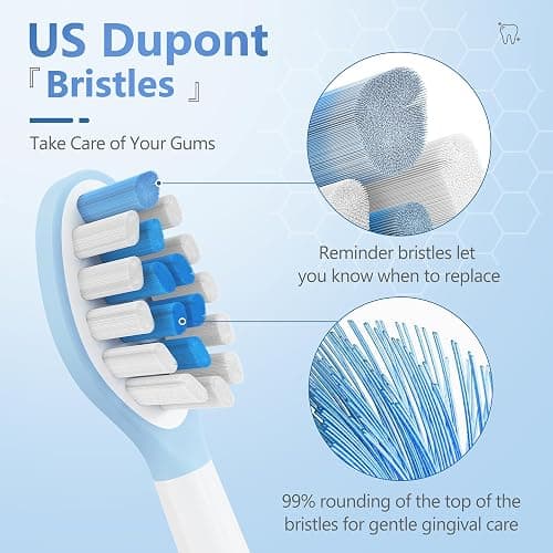 Replacement Toothbrush Heads for Philips Sonicare Electric Toothbrush, 2-in-1 Tongue Cleaner, 10 Pack, Ice Blue,Suitable for Philips Sonicare Heads, C2, C1, C3, W1, W2, W3, G1, G2, G3 thumbnail 5