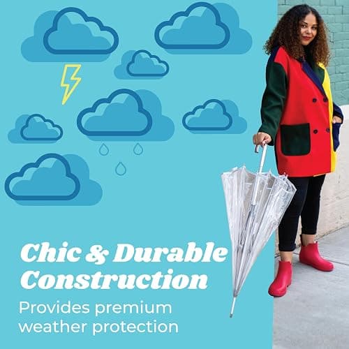 totes Adult Clear Bubble Umbrella with Dome Canopy and Lightweight Wind and Rain Protection thumbnail 4