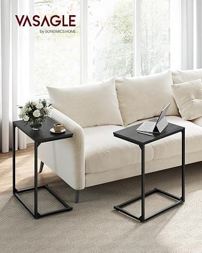 VASAGLE C Shape End Table, Small Coffee Table For Couch Or Sofa, Industrial Side Table In Living Room, Bedroom, 13.8 x 21.7 x 26 Inches, Ebony Black ULNT052B56 thumbnail 2