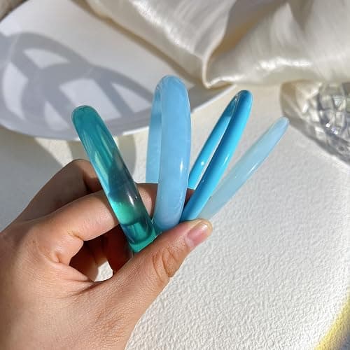 ÌF ME Acrylic Bangles Bracelets for Women, Irregular Acrylic Resin Chunky Bracelets Geometric Fashions Thick Statement bangle Set thumbnail 9