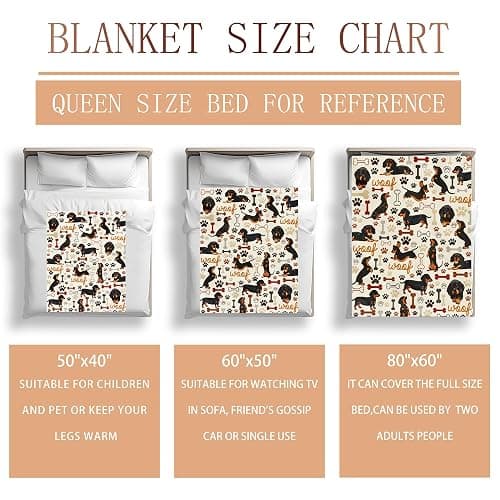 Dachshund Blanket Gifts for Wiener Dog Lovers Soft Flannel Dachshund Throw Blanket Birthday Stuff Gifts Decor for Kids Adults 50"X40" thumbnail 7