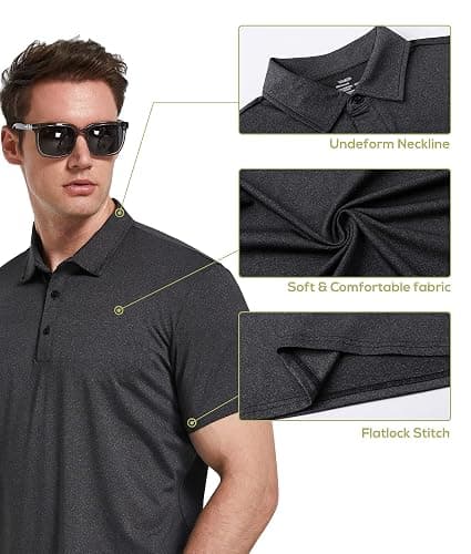 TELALEO 4/5 Pack Mens Polo Shirts Quick Dry Short Sleeve Golf T Shirt Performance Moisture Wicking Casual Workout thumbnail 2