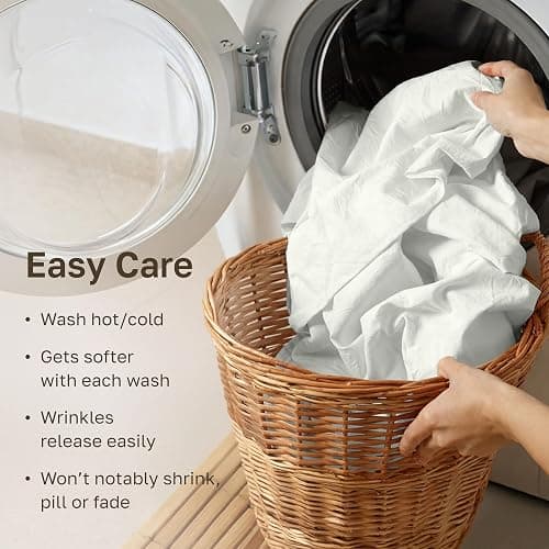 Soft Natural 100% Cotton Sateen Full Size Sheets, 4 Pc Set, Ivory | Backed by Good Housekeeping Seal, Light & Breathable For Hot Sleepers, 14" Deep Pocket, All-Around Elastic, Durable thumbnail 7
