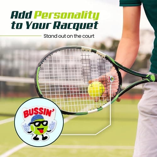 TRESSIS Tennis Racket Dampener - Cute Designs - Vibration & Noise-Reducing Tennis Shock Absorber for Racquets - Secure, Easy-Install Accessories for Players of All Levels thumbnail 2
