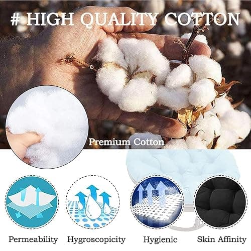 Large Round Papasan Chair Cushion, Thick Outdoor Rocking Chair Cushion, Rattan Hanging Basket Cushion, Egg Nest Replacement Pad (Color : Black, Size : 70 * 70cm) thumbnail 3