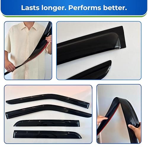 KPY Window Visor Compatible with Kia K5 & Optima 2021-2024, 4PC Rain Guard Side Window Vent Deflectors Tape-On Mugen Style, 2021 2022 2023 2024 thumbnail 4