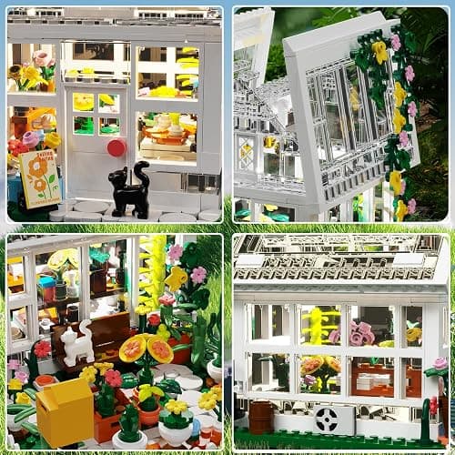 LEGPS YYDS Flower House Building Mini Set with LED, City Street View Greenhouse Building Blocks Toy, Valentine Xmas Gift for Friends or Girls 8-12 Year thumbnail 9