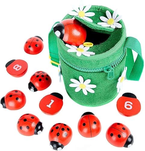 Counting Ladybugs - Montessori Wooden Counting Toy for Girls 3 4 5 Year Old - Ladybug Learning Toys for Toddlers - Preschool Kids Toys for Number Matching, Sorting & Fine Motor Skills - Lady Bug Gifts - Image 1
