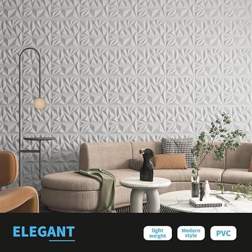Art3d Lot de 33 panneaux muraux 3D pour décoration murale intérieure, panneaux muraux modernes texturés en losanges pour jeux,salon,TV,fond mural,30,5 x 30,5 cm,3㎡,blanc thumbnail 4