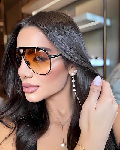 GUVIVI Retro Aviator Sunglasses for Women Men Oversized Classic 70s Vintage Trendy Tangle Free Square Aviators Sun Glasses thumbnail 6