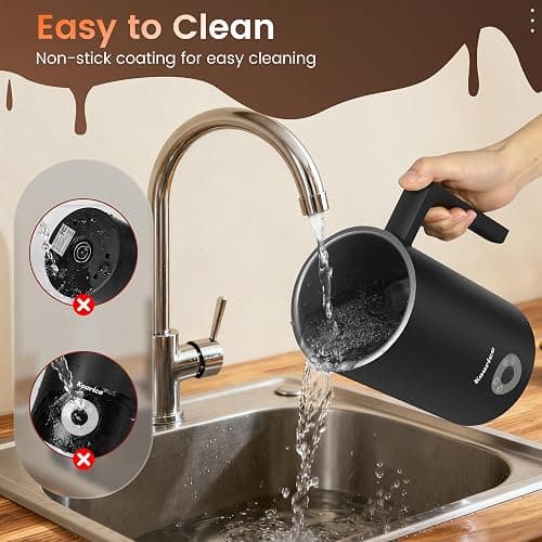 Kourice Milk Frother Electric, 4-in-1 Milk Frother and Steamer for Latte, Cappuccino, Hot & Cold Milk Froth Maker, Automatic Milk Steamer and Frother, Quiet One-Touch Operation, Easy to Clean thumbnail 6