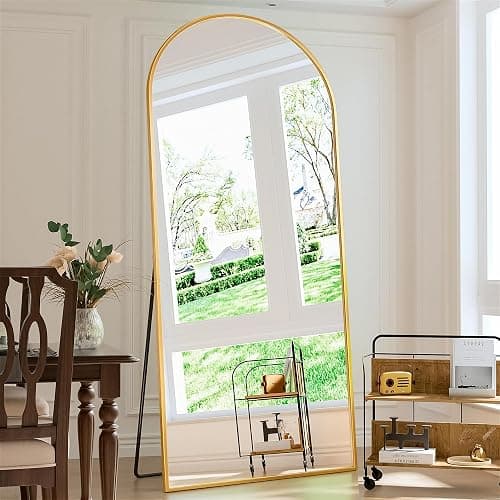 Antok Full Length Mirror, 71"x28" Floor Mirror, Arched Floor Standing Freestanding Arch Full Body Mirrors with Stand for Bedroom, Hanging Mounted for Living Room Cloakroom,Gold thumbnail 3