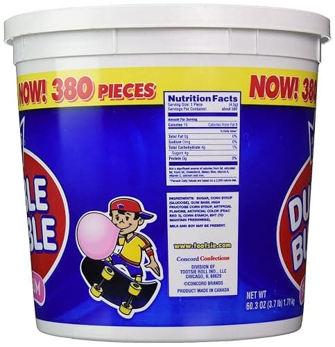 Dubble Bubble Tub, Original Flavor, 380-Count, 60.3 Oz(3.7 lb) thumbnail 2